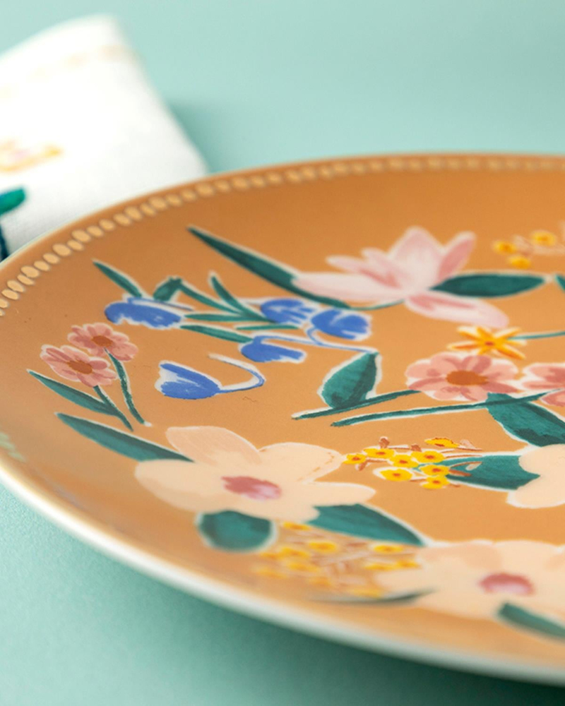 Flower Spree Porselen Pasta Tabağı 20 cm Hardal