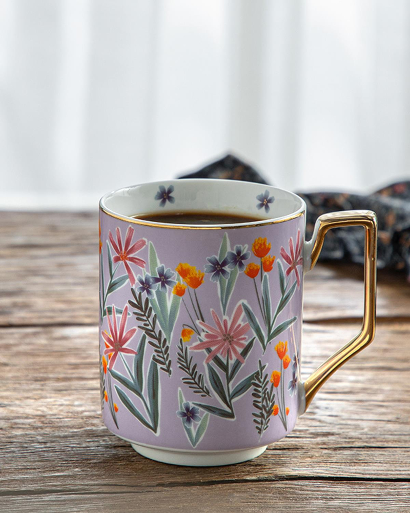 Flower Time New Bone China Kupa 350 ml Lila