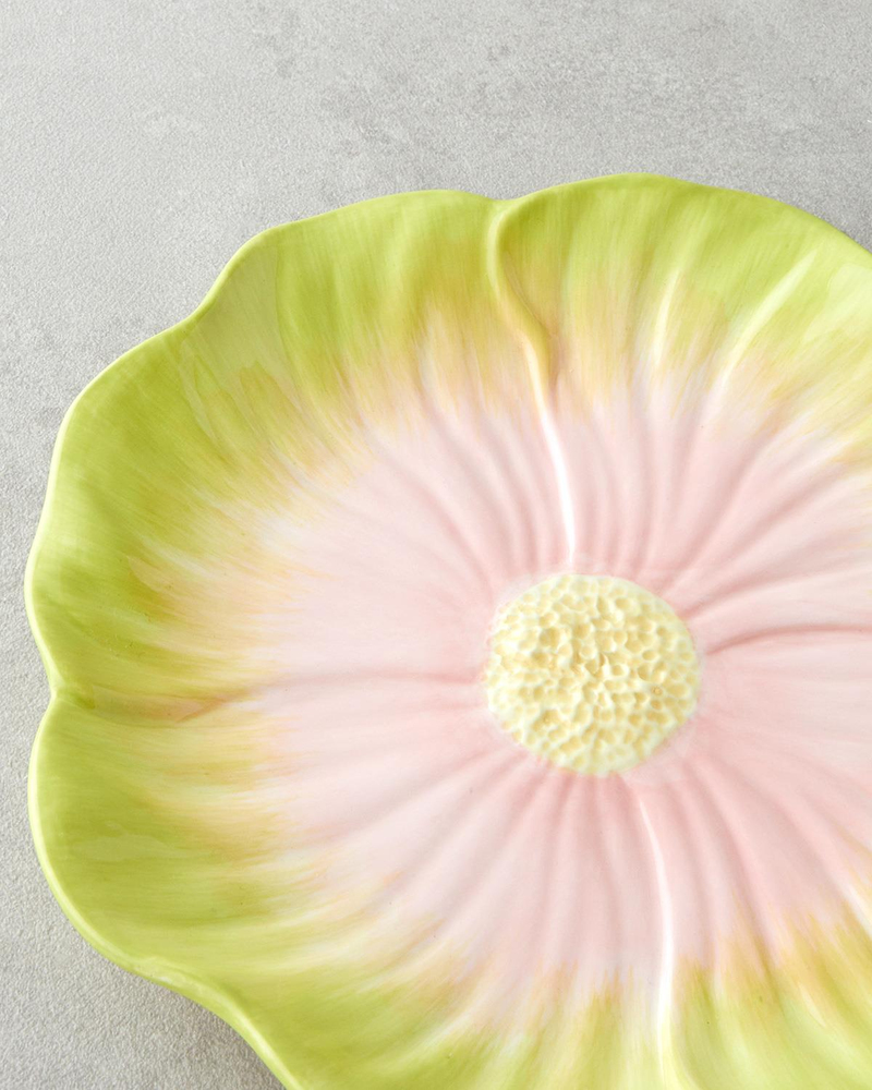 Flowerella Dolomite Pasta Tabağı 21 cm Yeşil-Pembe