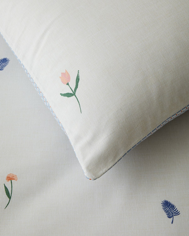 Flowery Kolay Ütülenir Çift Kişilik Nevresim Takımı 200x220 cm Mavi - Yeşil