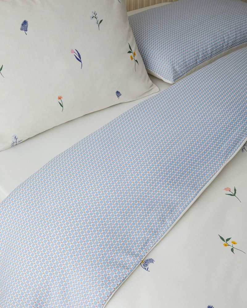 Flowery Kolay Ütülenir Tek Kişilik Nevresim Takımı 160x220 cm Mavi - Yeşil