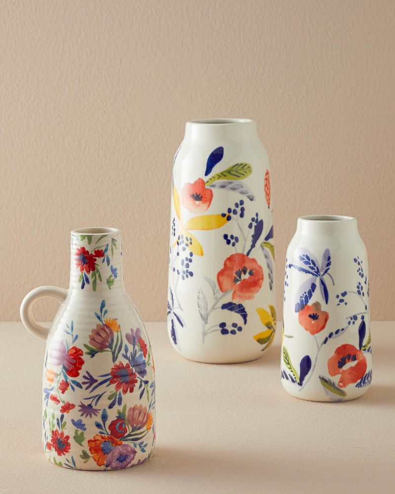Flowery Vazo Beyaz
