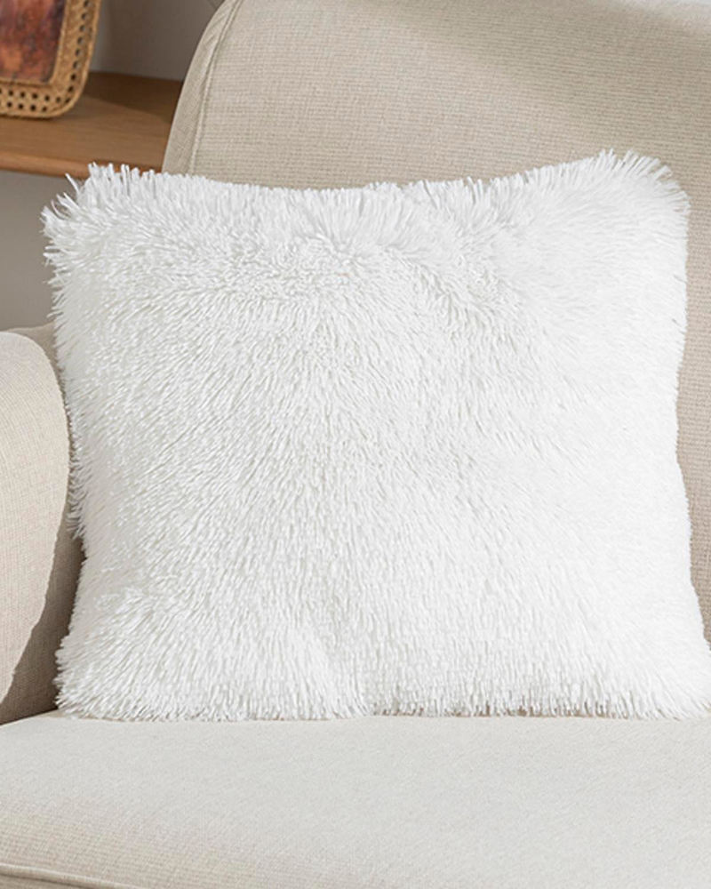 Fluffy Peluş Kırlent Kılıfı Beyaz