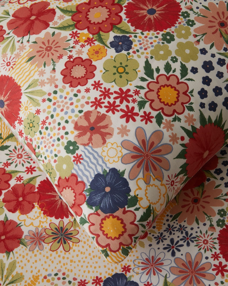 Fragrant Garden Kolay Ütülenir Tek Kişilik Nevresim Takımı 160x220 cm Kırmızı - Yeşil
