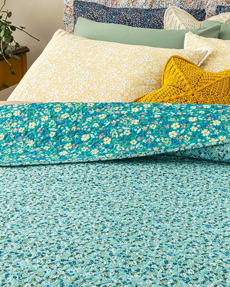 Fresh Blossom Tek Kişilik Çok Amaçlı Örtü Yeşil