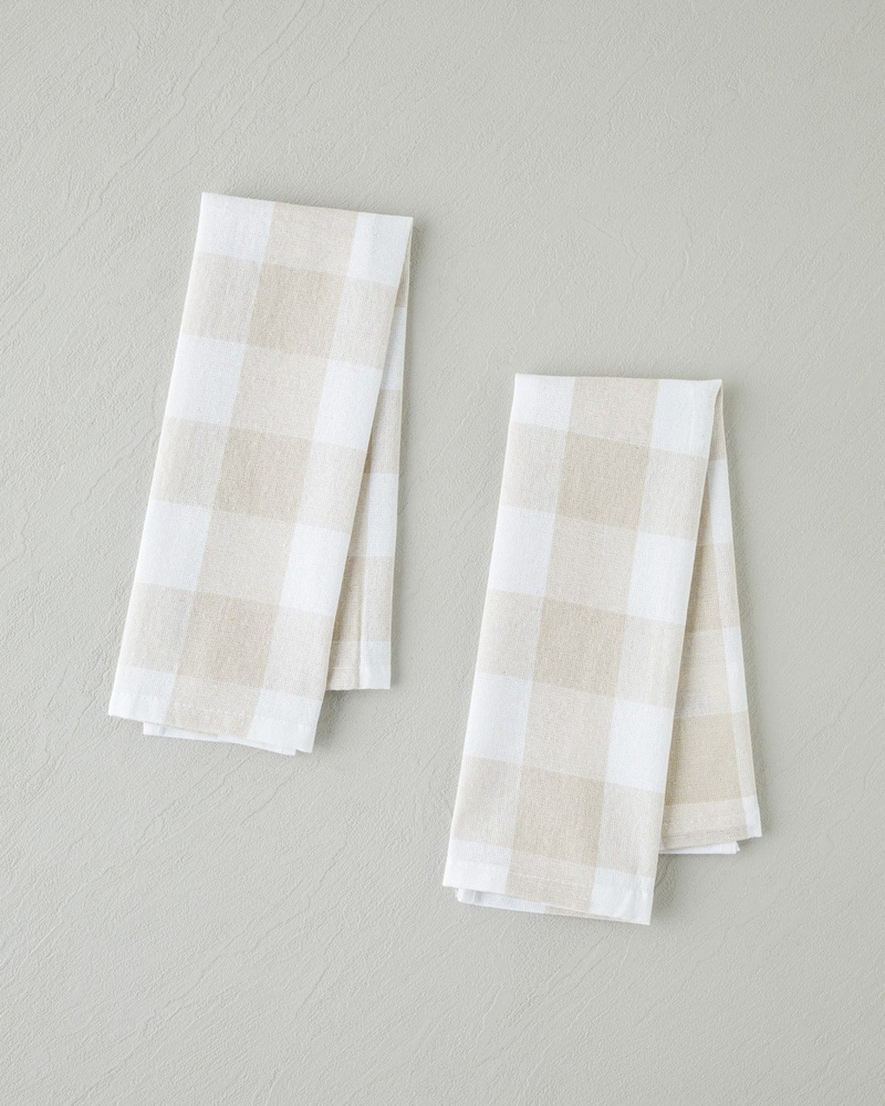 Fresh Grid Pamuk Polyester 2'li Kurulama Bezi 30x50 cm Bej