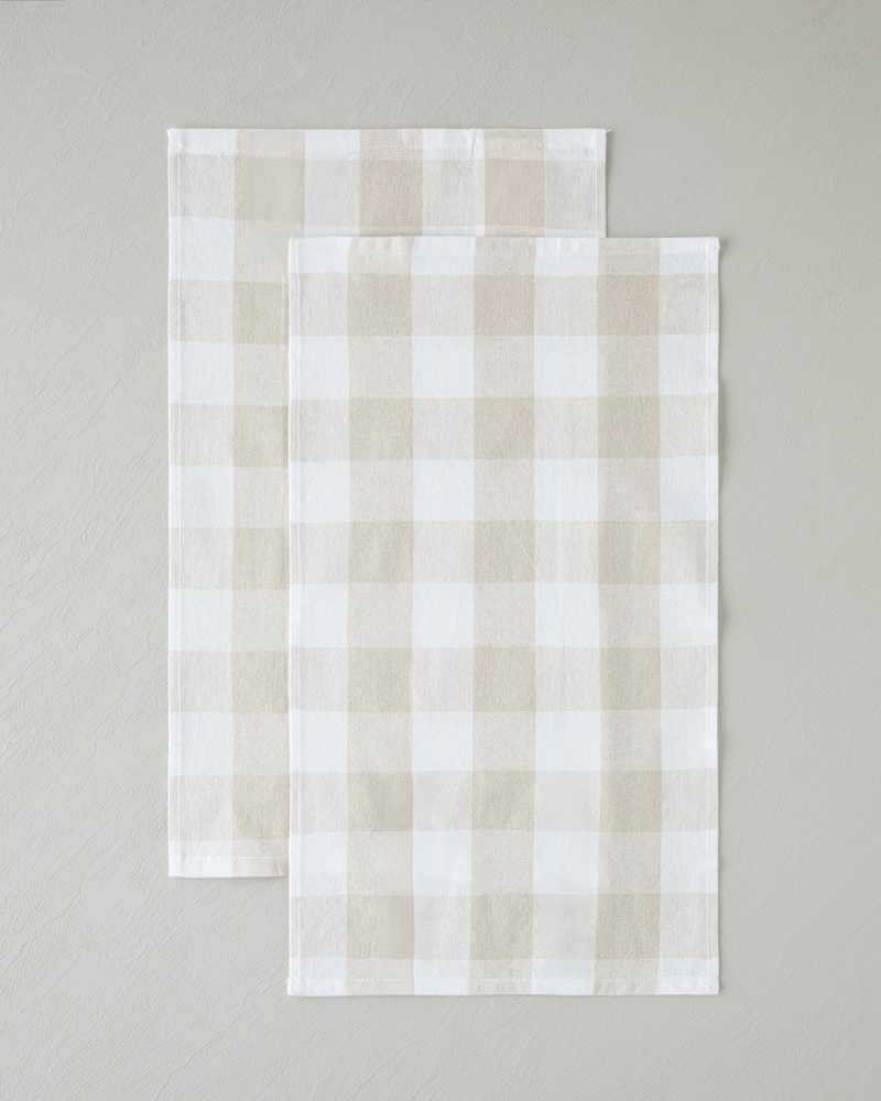 Fresh Grid Pamuk Polyester 2'li Kurulama Bezi 30x50 cm Bej