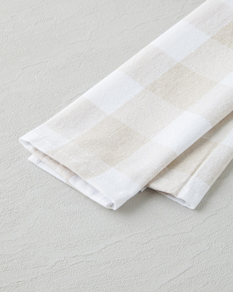 Fresh Grid Pamuk Polyester 2'li Kurulama Bezi 30x50 cm Bej