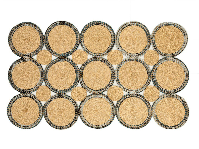 Freya Dekoratif Jüt Kilim Naturel-Mavi