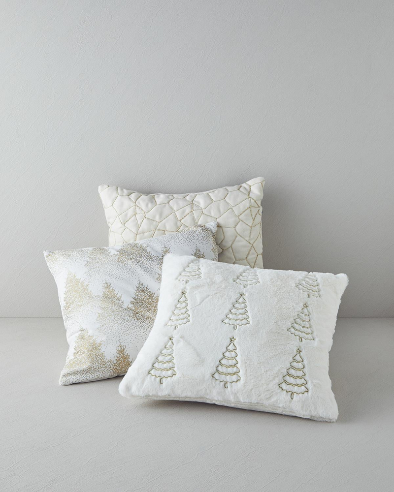 Frosted Nakışlı Kırlent Kılıfı 45x45 cm Ekru