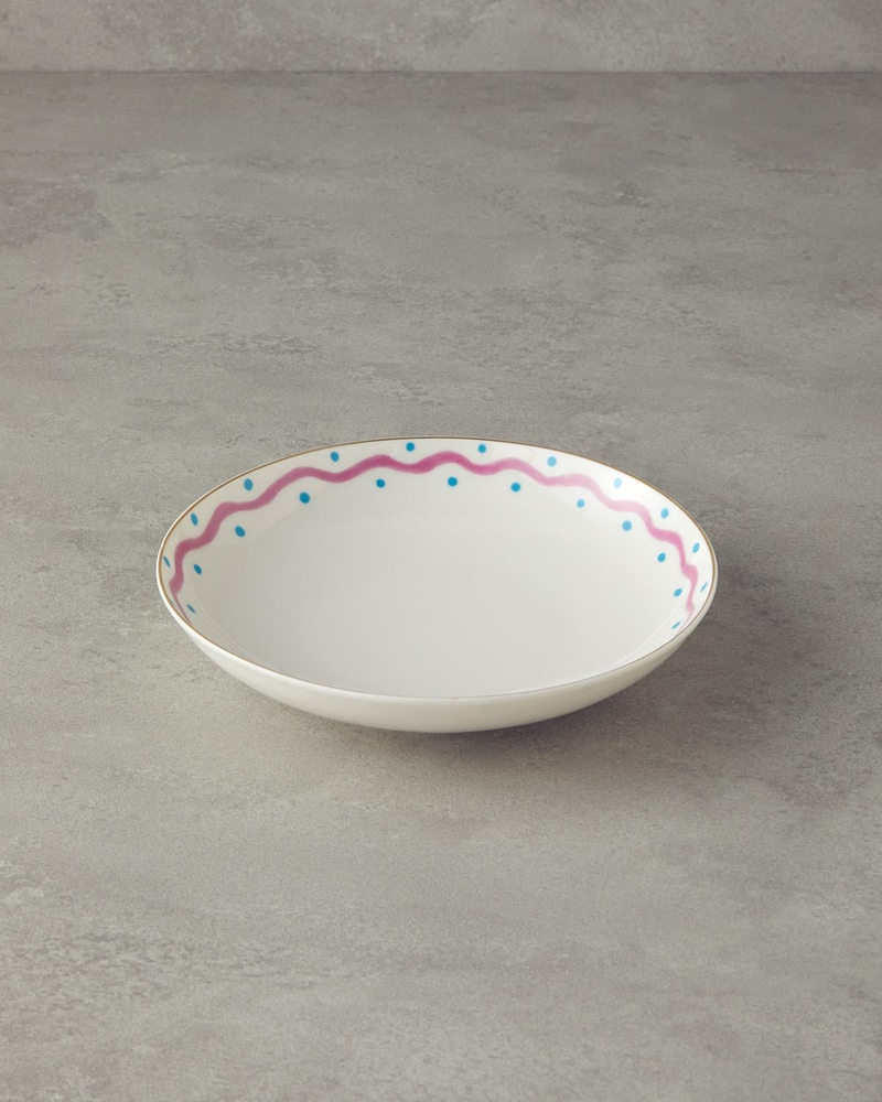 Fuchsia Carny Bone Porselen Çukur Tabak 20 cm Fuşya-Mavi