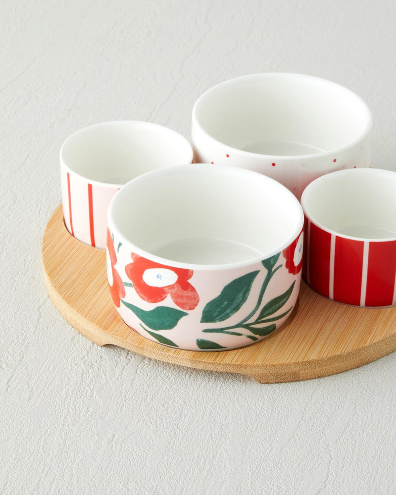 Garden Brighter Stoneware 5 Parça Sunumluk 20 cm Kırmızı-Pembe