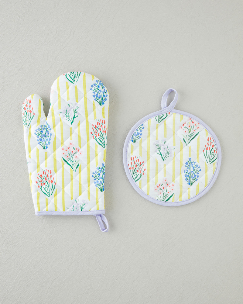 Garden Petals Polyester 2'li Mutfak Seti 17x30 Cm + 20x20 Cm Sarı