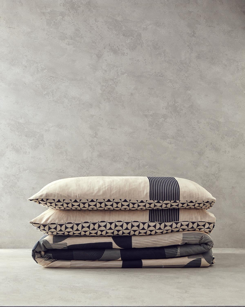 Geodesic Dijital Baskılı Soft Cotton King Size Nevresim Seti Antrasit - Yeşil
