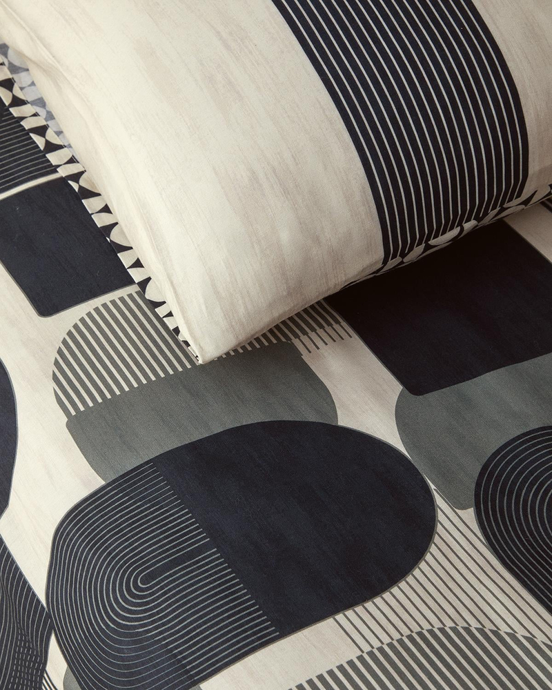 Geodesic Dijital Baskılı Soft Cotton Tek Kişilik Nevresim Seti Antrasit - Yeşil
