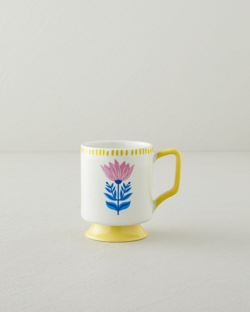 Gifty Flower New Bone China Kupa 310 ml Pembe-Sarı-Mavi