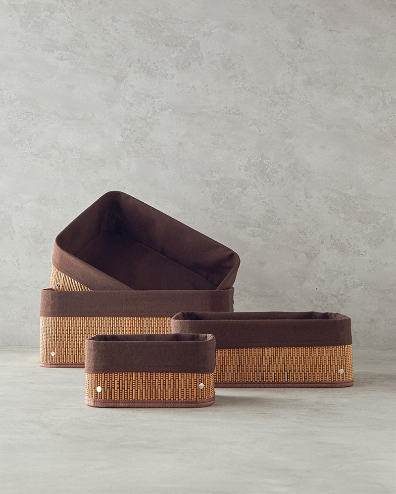 Gina Bambu Sepet 36x26x14 cm Koyu Kahverengi