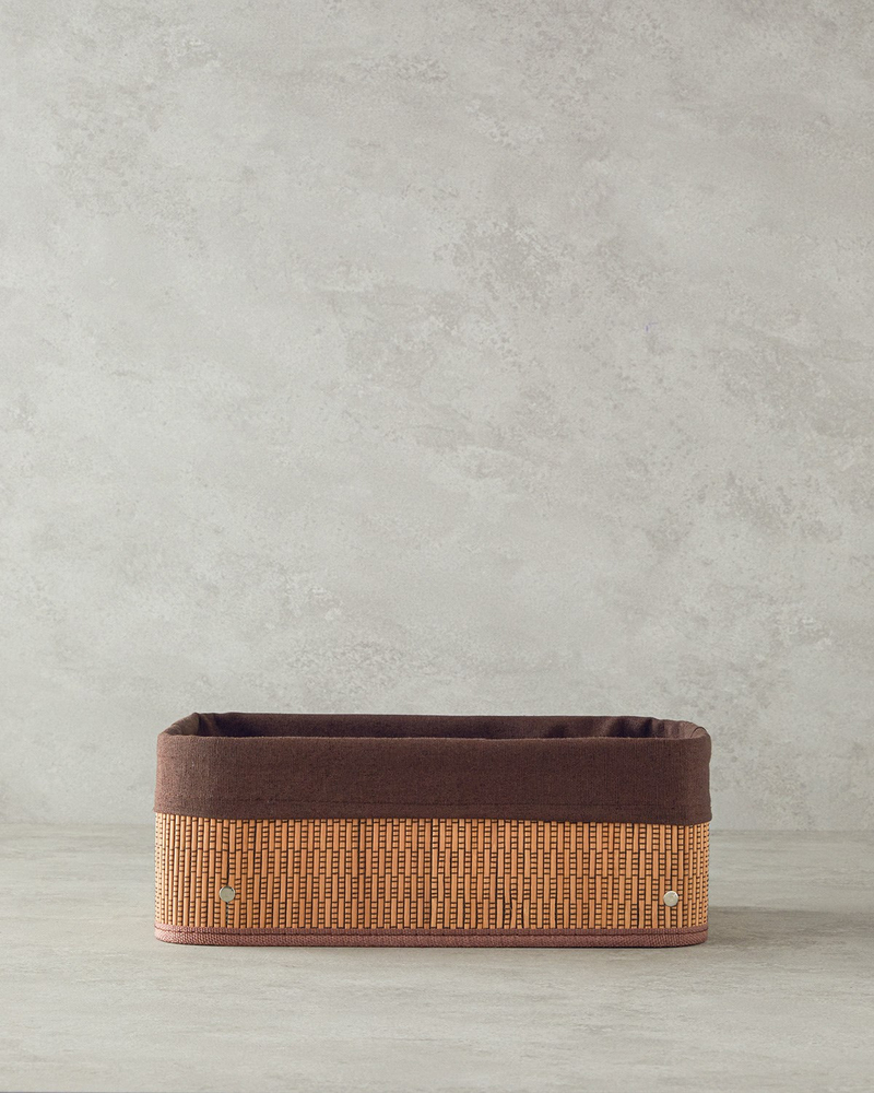 Gina Bambu Sepet 36x26x14 cm Koyu Kahverengi