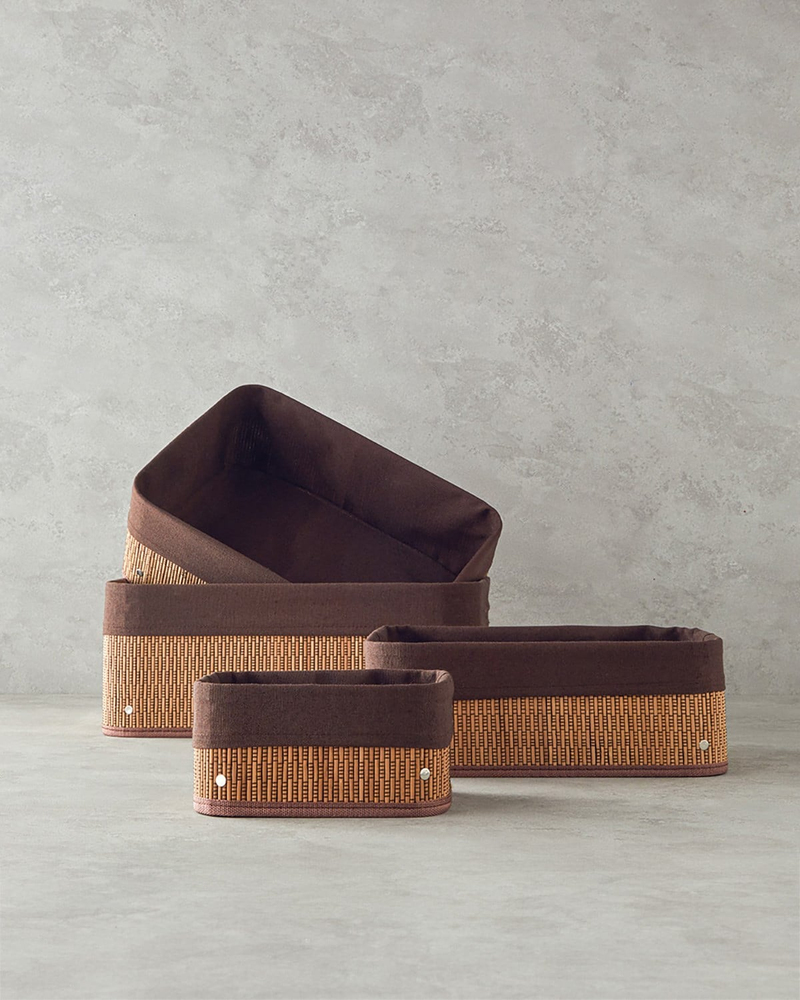 Gina Bambu Sepet 40x30x16 cm Koyu Kahverengi