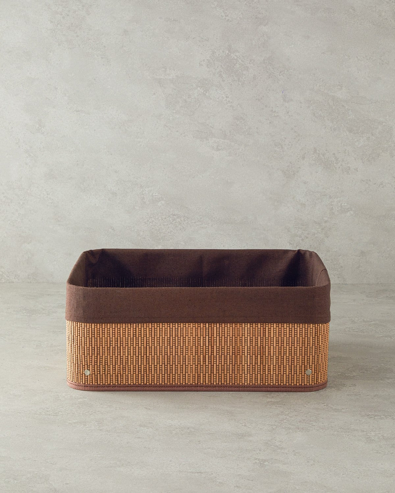 Gina Bambu Sepet 40x30x16 cm Koyu Kahverengi