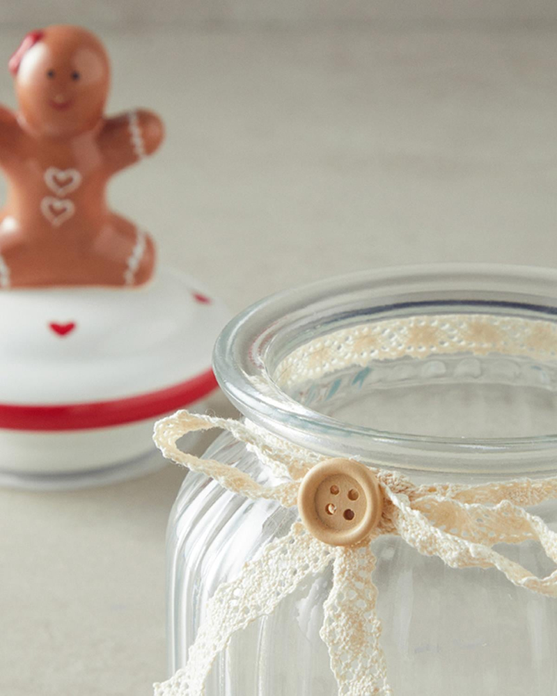 Gingerman Cam Kavanoz 600 ml Kırmızı