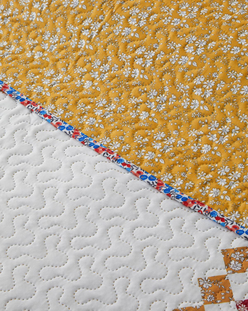 Gingham Patchwork Çok Amaçlı King Size Yatak Örtüsü Takımı 240x220 cm Terracotta