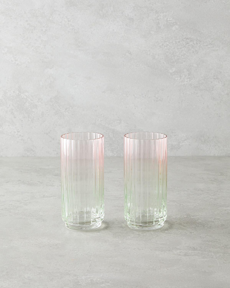 Glimmer Cam 2'li Bardak 400 ml Pembe - Yeşil