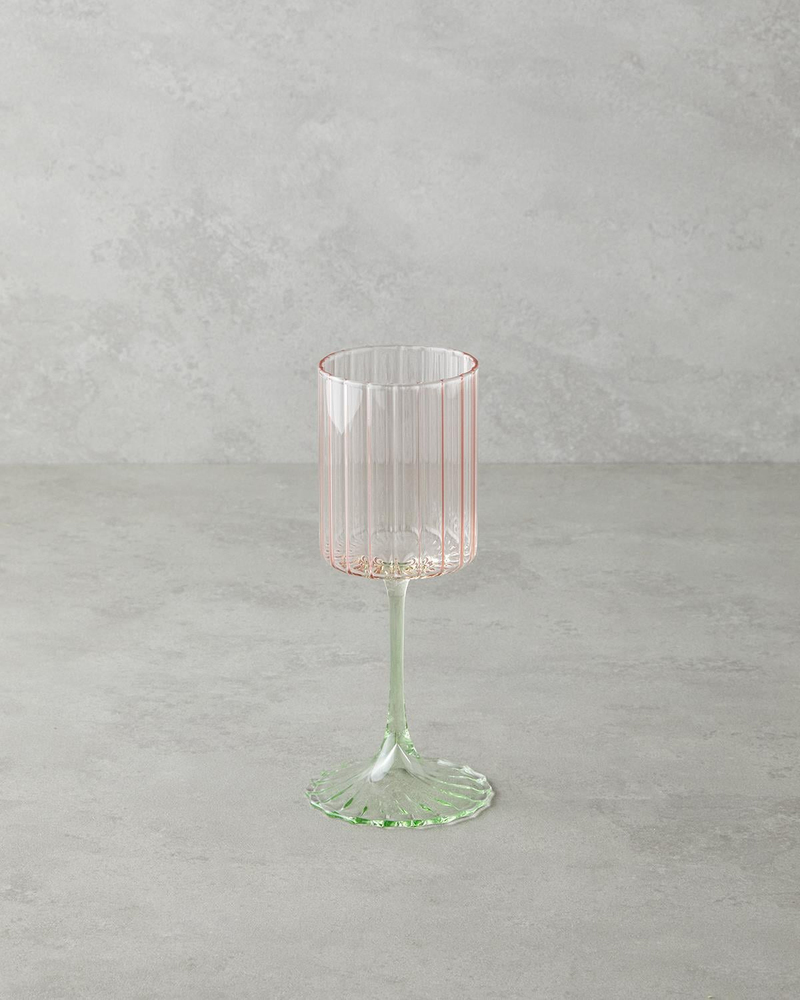 Glimmer Cam 2'li Kadeh 250 ml Pembe - Yeşil