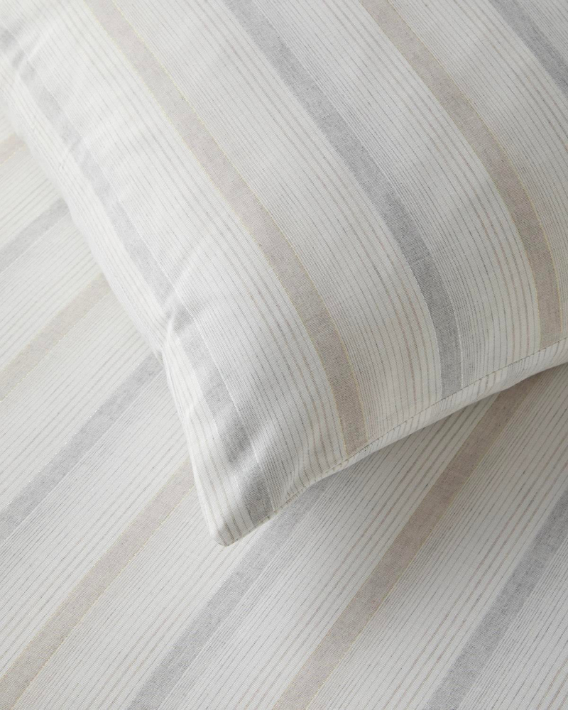 Glint Stripes İpliği Boyalı Çift Kişilik Nevresim Takımı 200x220 cm Bej-Gri