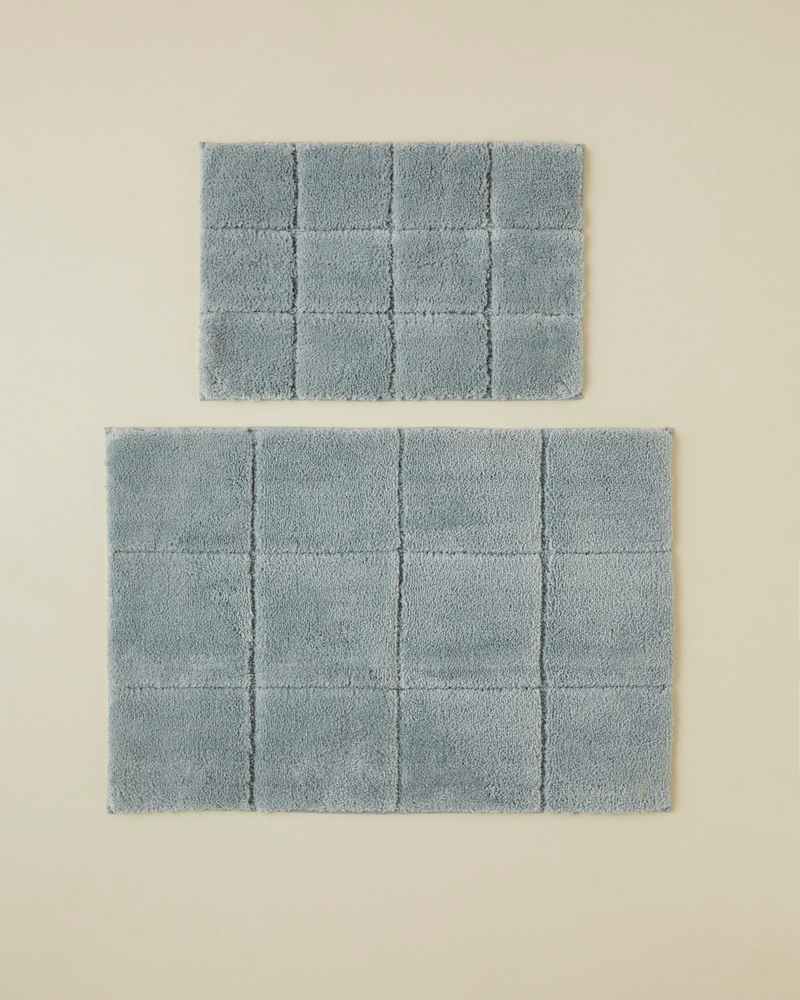 Glintar Kaydırmaz Taban Banyo Paspası Seti 60x90 + 40x60 cm Gri