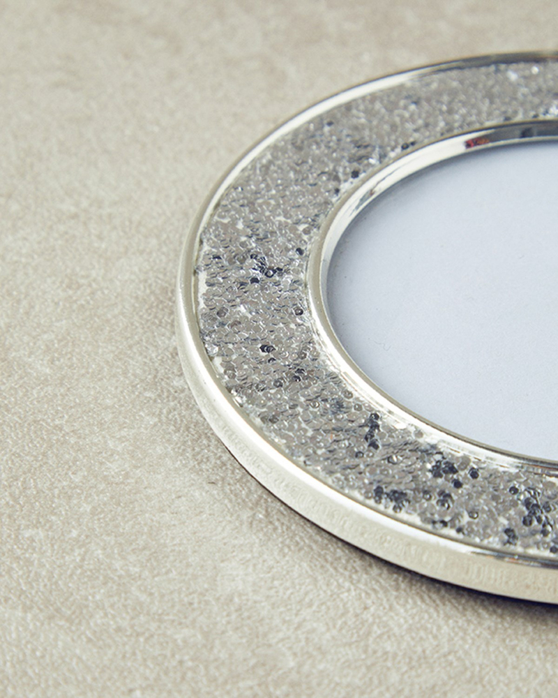Glitter Çerçeveli Metal Yılbaşı Ağacı Süsü 6x6 cm Silver