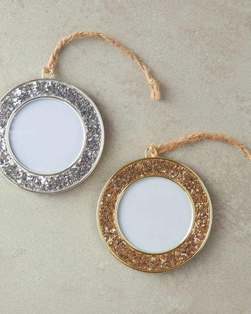 Glitter Çerçeveli Yılbaşı Ağacı Süsü 6x6 cm Gold
