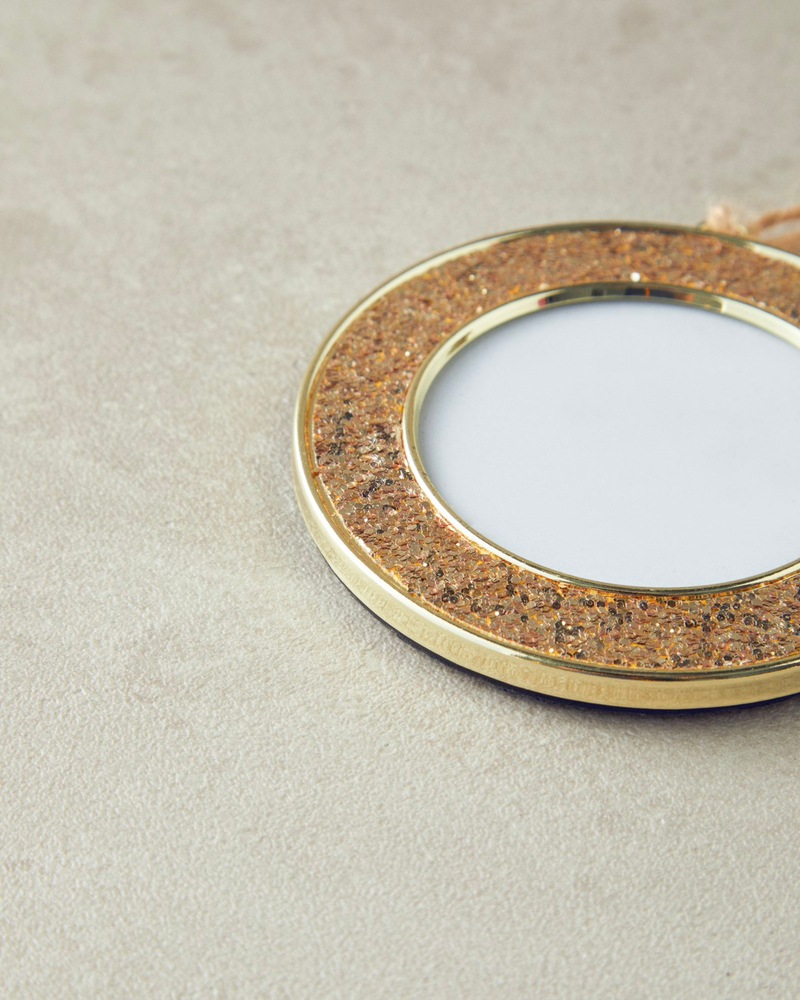 Glitter Çerçeveli Yılbaşı Ağacı Süsü 6x6 cm Gold
