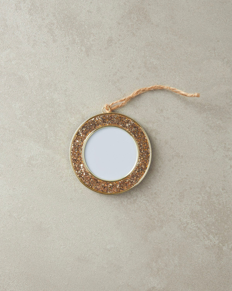 Glitter Çerçeveli Yılbaşı Ağacı Süsü 6x6 cm Gold