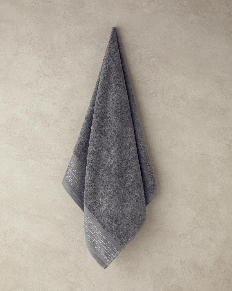 Glory Pamuklu Simli Yüz Havlusu 50x90 cm Antrasit