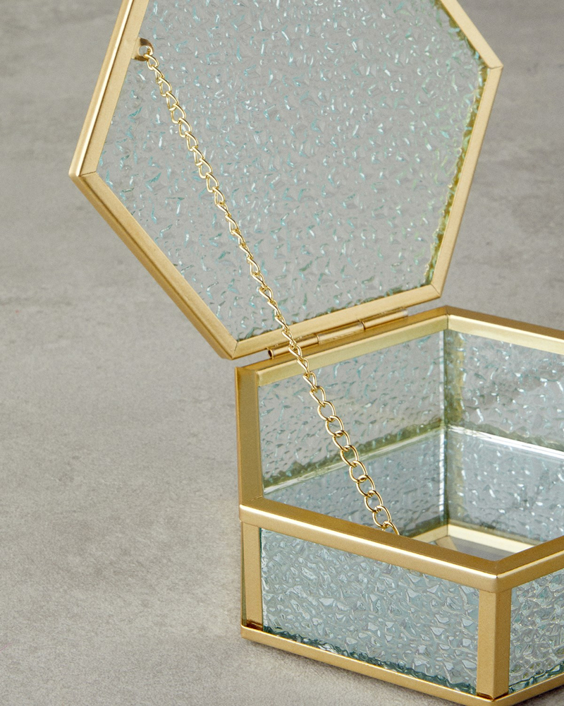 Glossy Cam Dekoratif Kutu 17x15x6 cm Gold