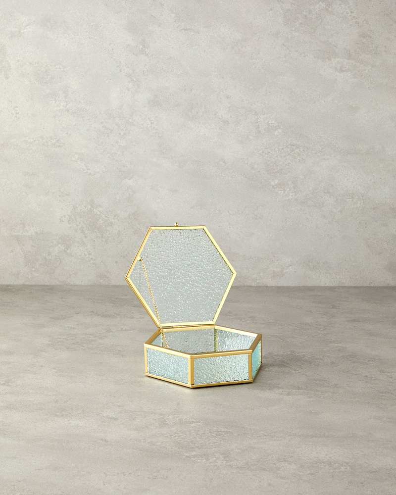 Glossy Cam Dekoratif Kutu 17x15x6 cm Gold