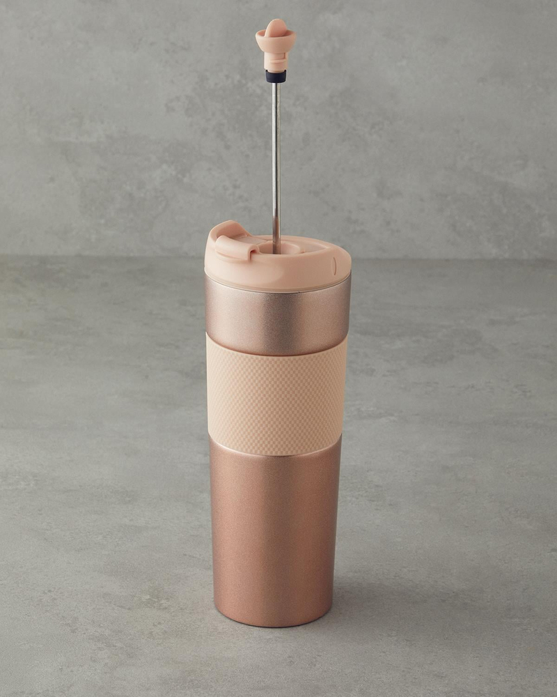 Glow Çelik French Pressli Travel Mug 450 ml Pembe