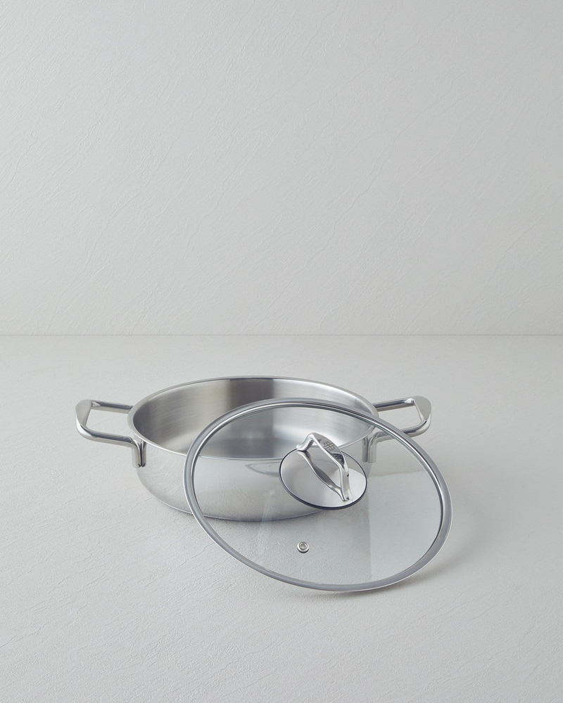 Glow Çelik Sığ Tencere 24x6 cm Silver