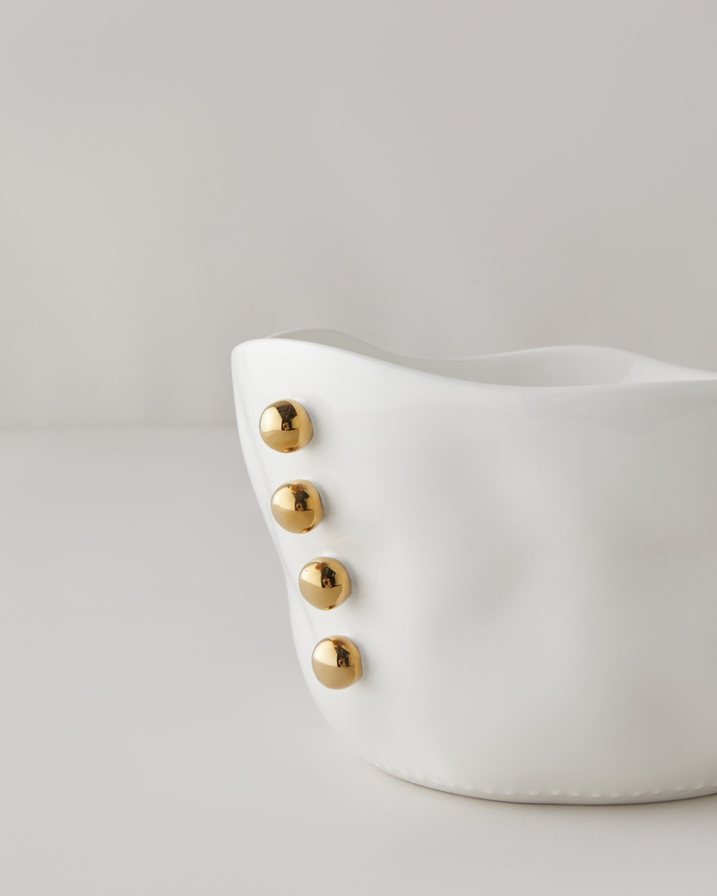 Golden Gleam Porselen Kase 21 cm Beyaz-Gold