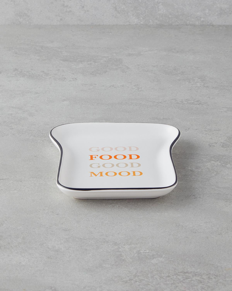 Good Mood Seramik Pasta Tabağı 13x19 cm Turuncu-Siyah