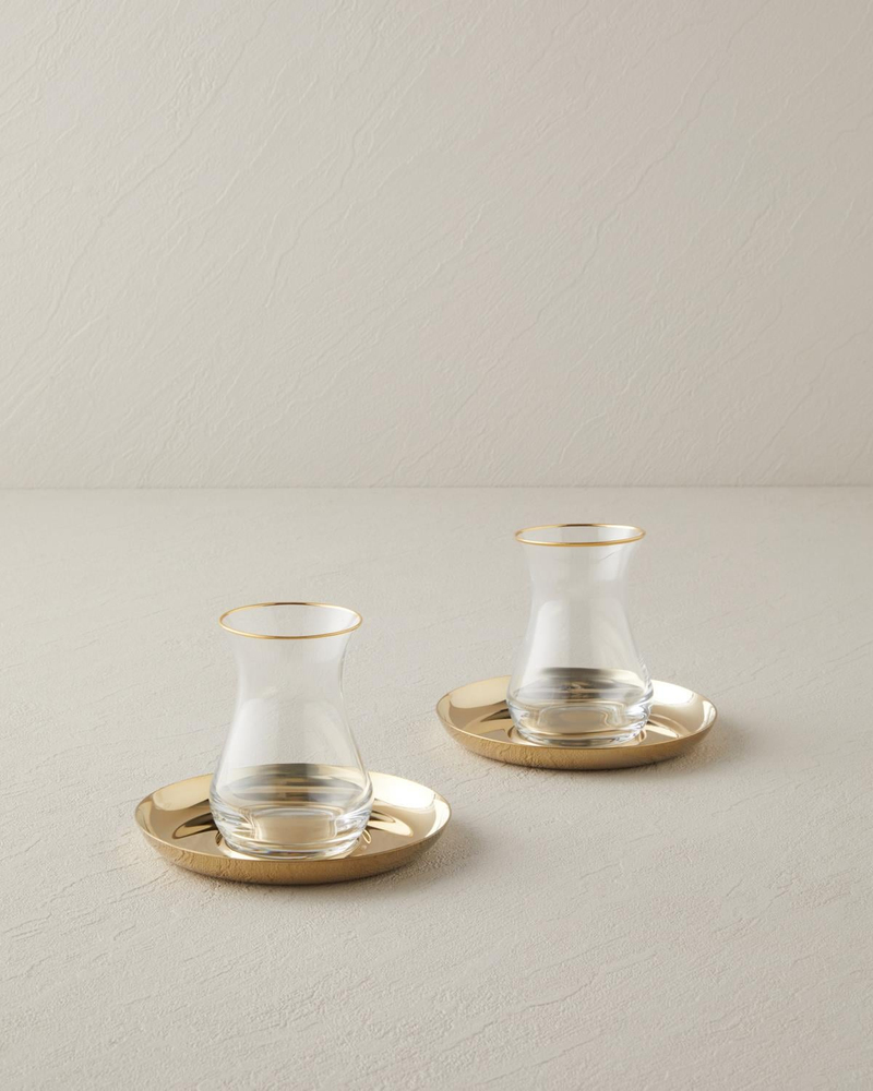 Graceful Çelik 4 Parça 2 Kişilik Çay Seti 140 ml Gold