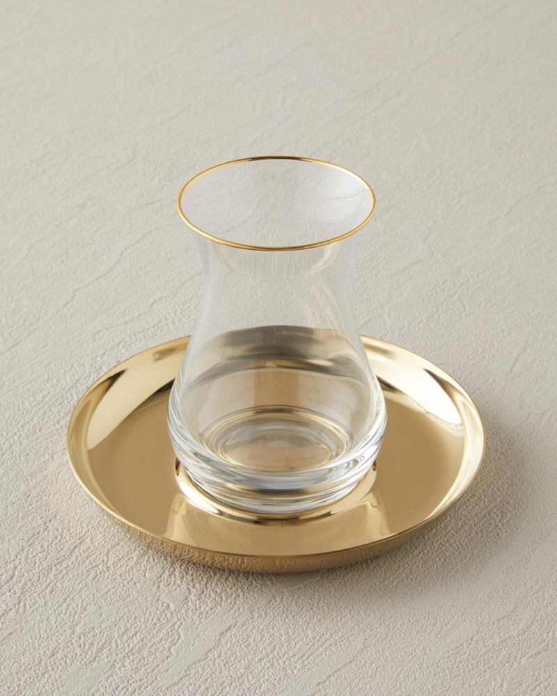 Graceful Çelik 4 Parça 2 Kişilik Çay Seti 140 ml Gold
