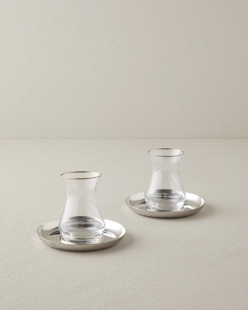 Graceful Çelik 4 Parça 2 Kişilik Çay Seti 140 ml Silver