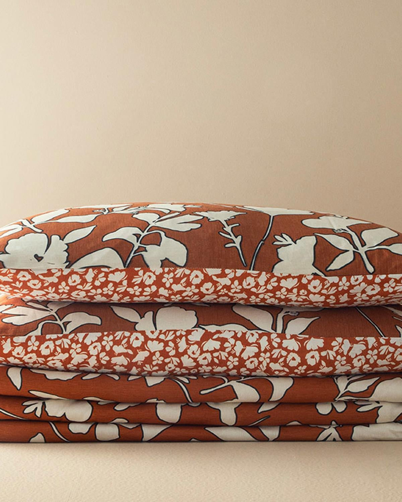 Grandiflora Dijital Baskılı Soft Cotton King Size Nevresim Seti Terracotta