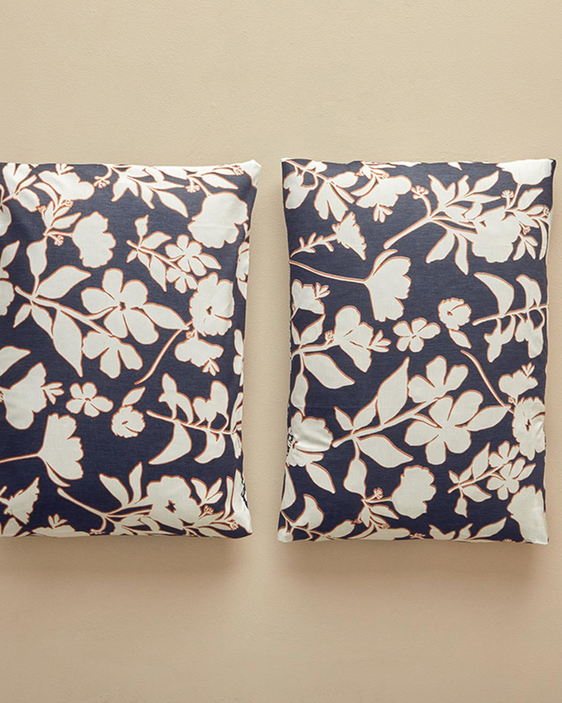 Grandiflora Dijital Baskılı Soft Cotton 2'li Yastık Kılıfı Antrasit- Terracotta