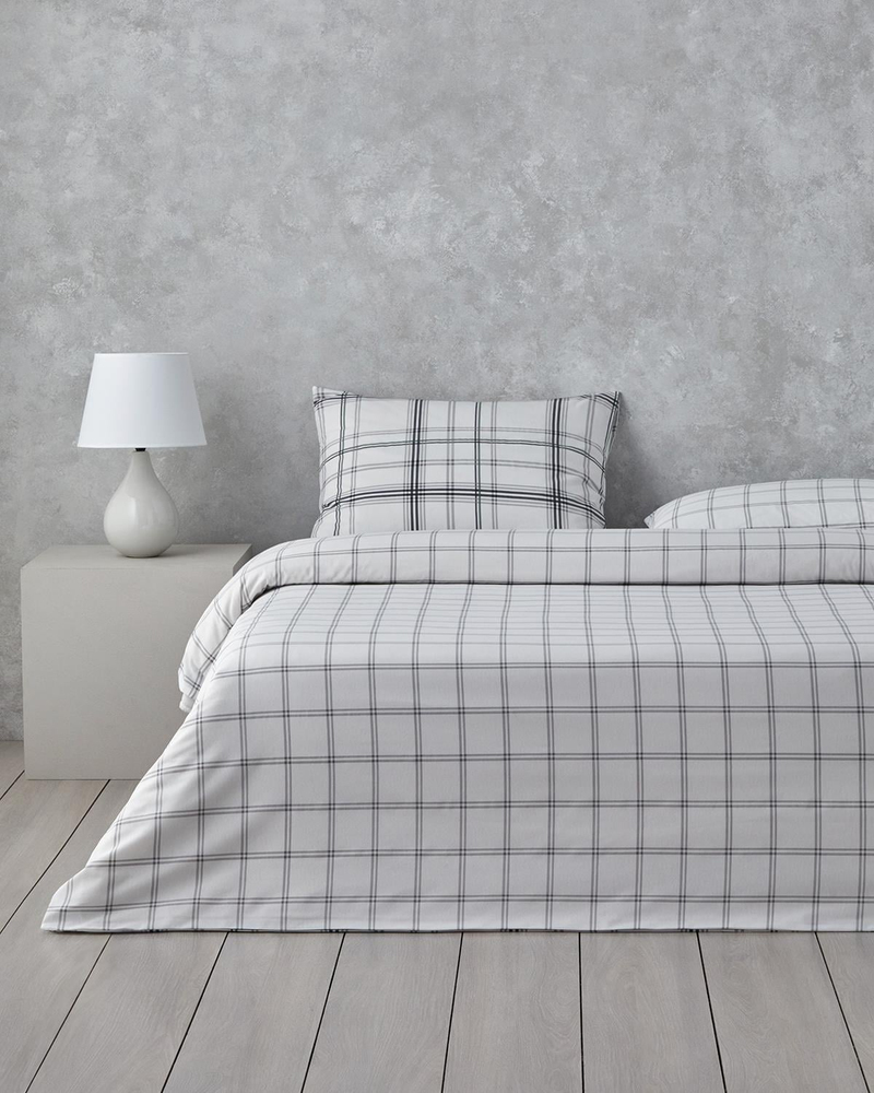 Graphic Grid Kolay Ütülenir Çift Kişilik Nevresim Takımı 200x220 cm Gri