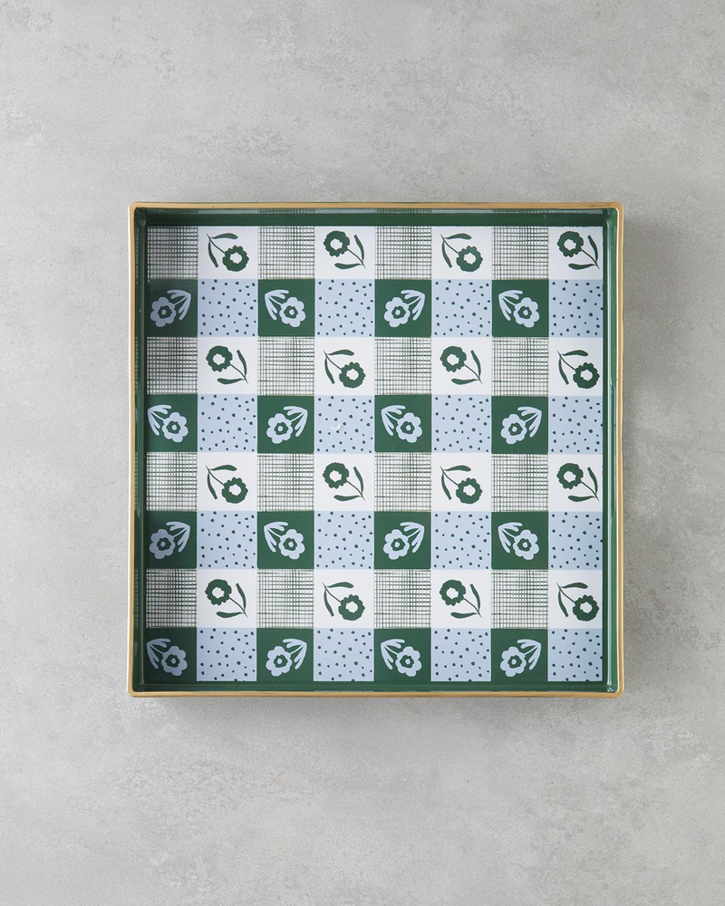 Green Oasis PP Tepsi 35x35 cm Beyaz - Yeşil