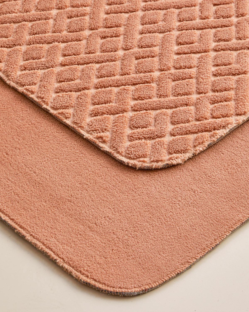 Gridline Banyo Paspası Seti 60x100 cm + 50x60 cm Somon