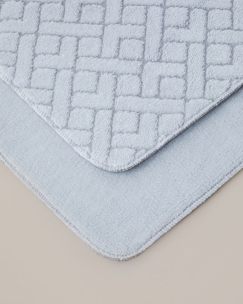 Gridline Kaydırmaz Taban Banyo Paspası Seti 60x100 cm + 50x60 cm Gri
